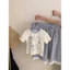 Sét váy áo thun cotton viền cổ kèm chân váy kẻ phối ren cho bé gái từ 12-45kg(2-12 tuổi)