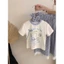 Sét váy áo thun cotton viền cổ kèm chân váy kẻ phối ren cho bé gái từ 12-45kg(2-12 tuổi)