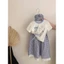 Sét váy áo thun cotton viền cổ kèm chân váy kẻ phối ren cho bé gái từ 12-45kg(2-12 tuổi)