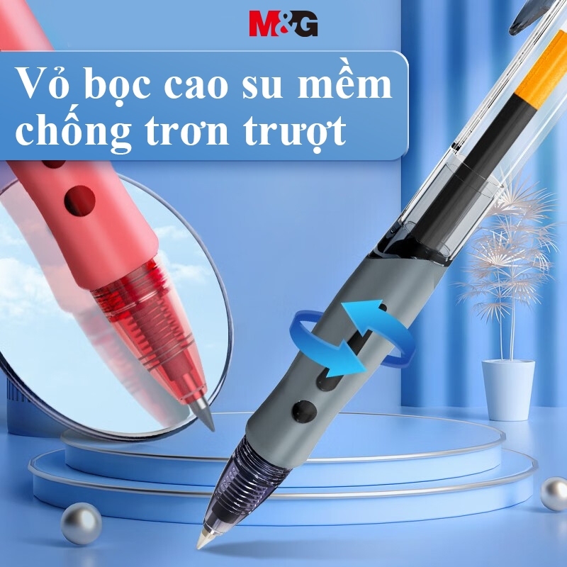 Bút Gel Bấm M&G GP1008–0.5mm + Ruột – Mực Đen/Xanh/Đỏ/Tím–Viết Trơn bút nước bút mực nước bút học sinh bút văn phòng