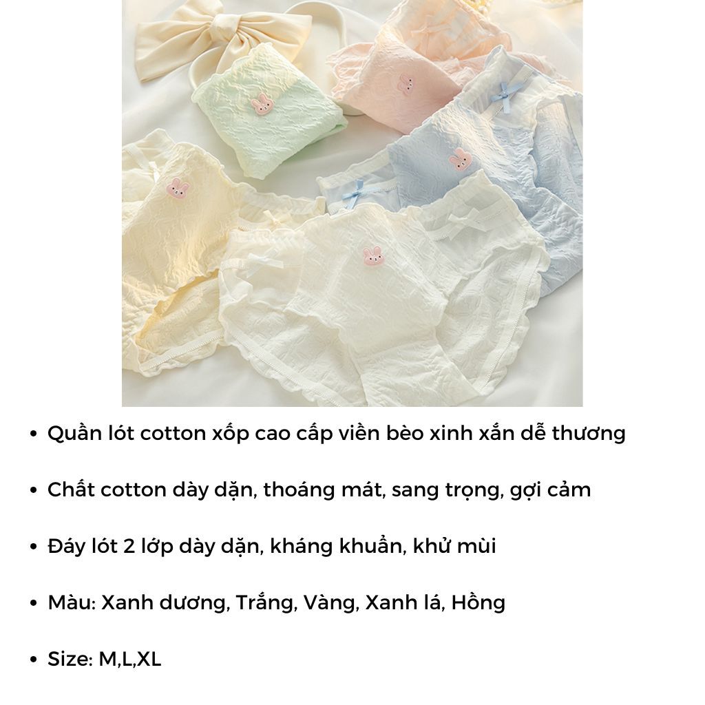 COMBO 5 Quần lót nữ cotton cao cấp thoáng khí họa tiết viền bèo đính nơ 2 bên dễ thương LANIXA L2861