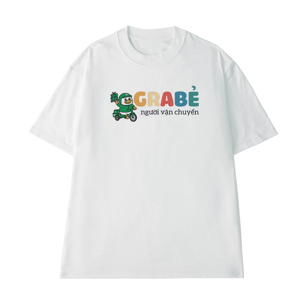 Áo Thun In Chữ Hài Hước Grab Người Vận Chuyển Câu Nói Text Hài Nghành Nghề Công Việc Form Rộng Cotton 250gsm