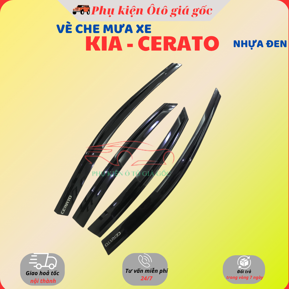 Vè che mưa xe Kia Cerato/ Forte Đời 2008 -2013, 2014 - 2018, 2019 - 2022 Nhựa Đen thái cao cấp, dày dặn, sáng bóng