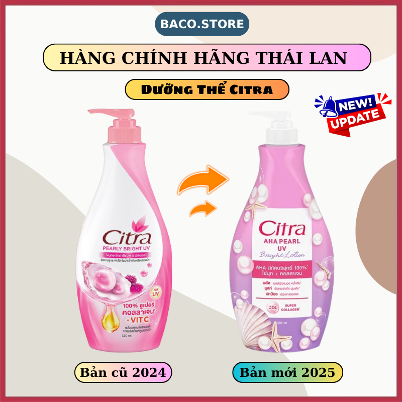 Dưỡng thể trắng da Citra nội địa Thái Lan nhiều công thức dưỡng sâu cho da