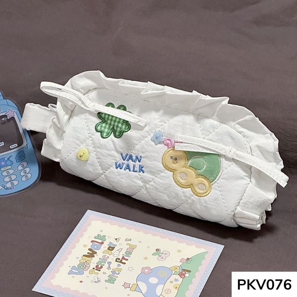 Bóp viết , hộp bút thêu thú style Hàn Quốc dễ thương dành cho học sinh , sinh viên PKV076 gagastore