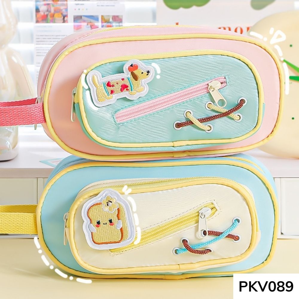 Bóp viết ,hộp bút phối màu nhiều ngăn dung tích lớn style Hàn Quốc học sinh các cấp PKV089 gagastore