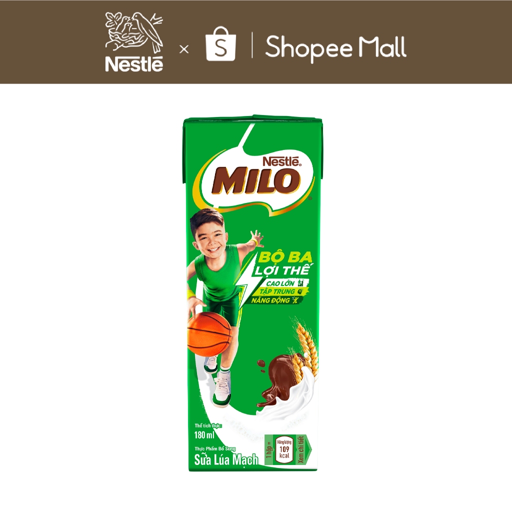 [Phiên bản ống hút 4 chiều] Sữa Lúa Mạch Nestlé MILO 48x180ml Không Màng Co