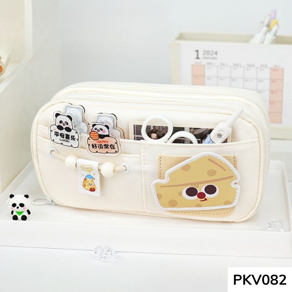 Bóp viết,túi đựng bút phối màu họa tiết capybara dễ thương nhiều ngăn dung tích lớn PKV082 gagastore