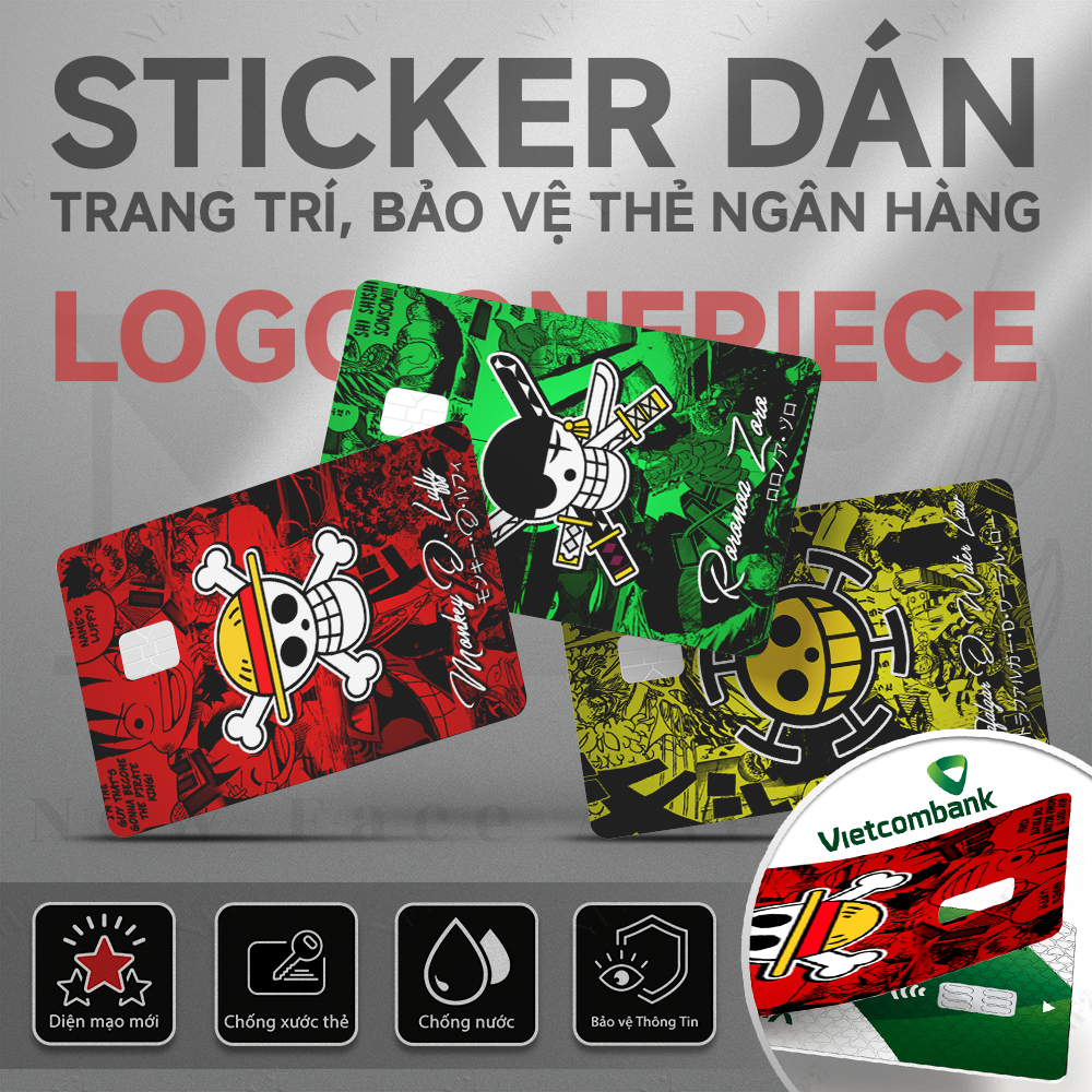 Miếng Dán Trang Trí LOGO ONEPIECE - Decal Sticker Thẻ ATM (Thẻ Chung Cư, Thẻ Xe, Debit, Credit) NF2