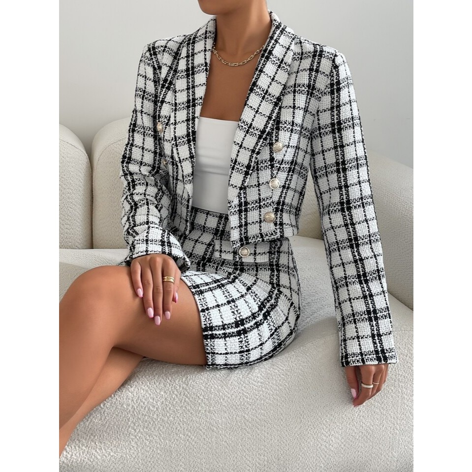 Set Blazer + Quần Short Vải Tweed Nhà Xoài🥭   -DB2240.