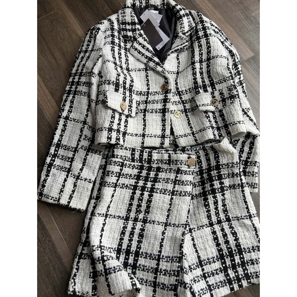 Set Blazer + Quần Short Vải Tweed Nhà Xoài🥭   -DB2240.