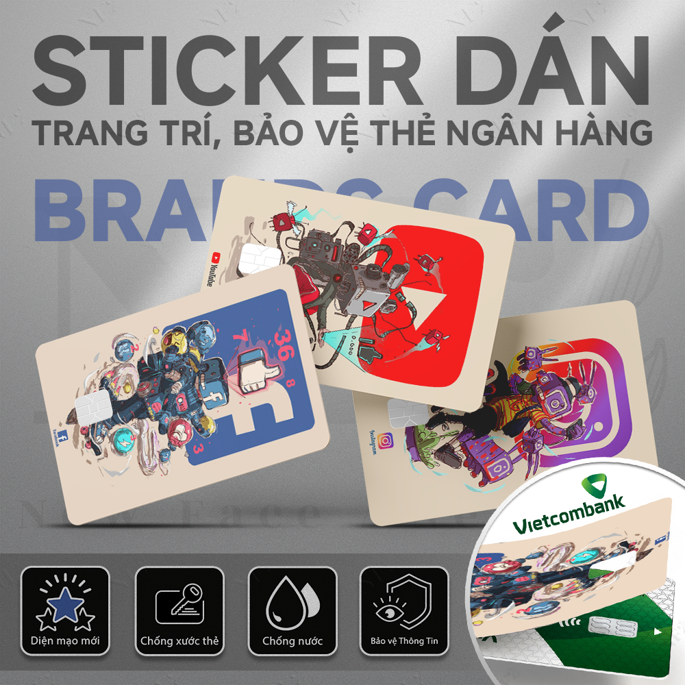 Miếng Dán Trang Trí BRANDS CARD - Decal Sticker Thẻ ATM (Thẻ Chung Cư, Thẻ Xe, Debit, Credit) NF2
