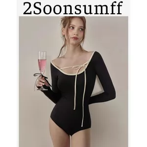 Bikini 1 mảnh, bikini liền thân dài tay buộc nơ, bộ đồ bơi cao cấp đi biển cho nữ phong cách