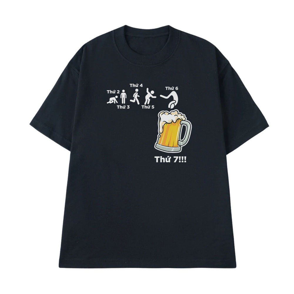 Áo Thun Ăn Nhậu Hài Hước Câu Nói Text Độc Lạ Meme Form Rộng Cho Nam Nữ Cotton 250gsm