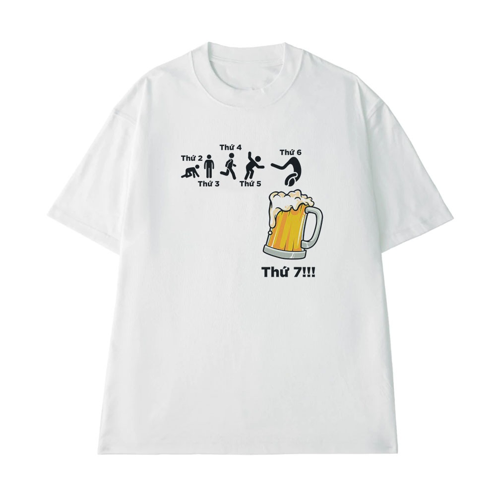 Áo Thun Ăn Nhậu Hài Hước Câu Nói Text Độc Lạ Meme Form Rộng Cho Nam Nữ Cotton 250gsm