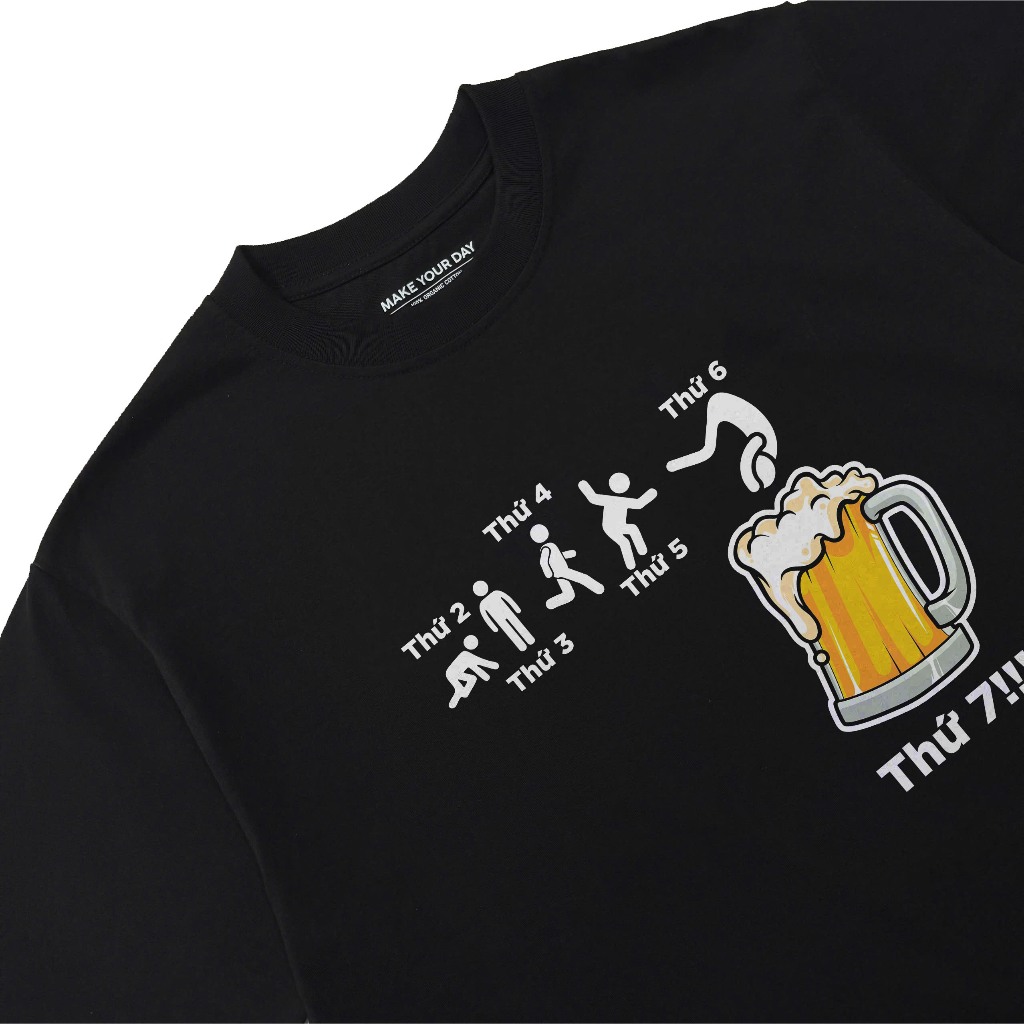 Áo Thun Ăn Nhậu Hài Hước Câu Nói Text Độc Lạ Meme Form Rộng Cho Nam Nữ Cotton 250gsm