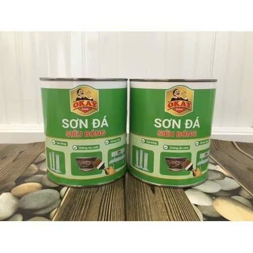 {Lon 2,7kg-Tặng cọ} SƠN ĐÁ SIÊU BÓNG OKAY - Nhiều màu sắc, độ phủ cao dùng cho ghế đá, bếp, gạch