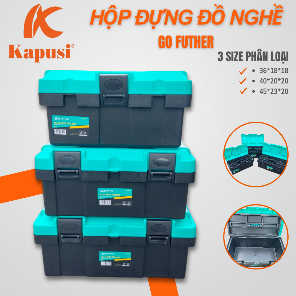 Hộp đựng dụng cụ 2 tầng đa năng Gofuther – Thùng đựng đồ nghề nhựa 14/17/19 inch chịu lực