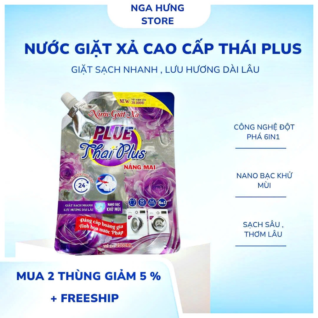 Combo 2 Túi Nước Giặt Thai Plus Chính Hãng Cao Cấp 2kg Hương Thơm Nước Hoa , Làm Sạch Mọi Vết Bẩn