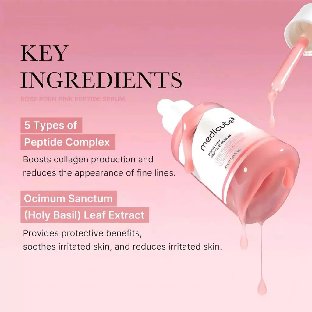 Tinh Chất Dưỡng Căng Bóng Medicube 30ml/Vegan Rose Pdrn Pink kompleks Peptide Serum