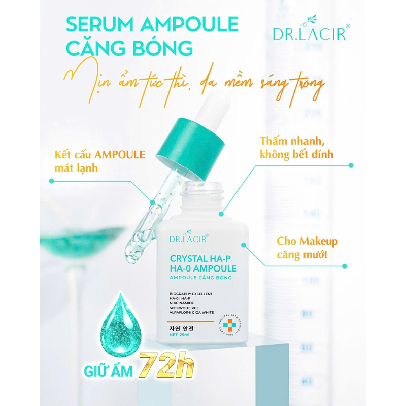 Serum Tinh Thể Vàng Crystal DR.LACIR Cấp Ẩm Da, Chống Lão Hóa, Se Khít Lỗ Chân Lông