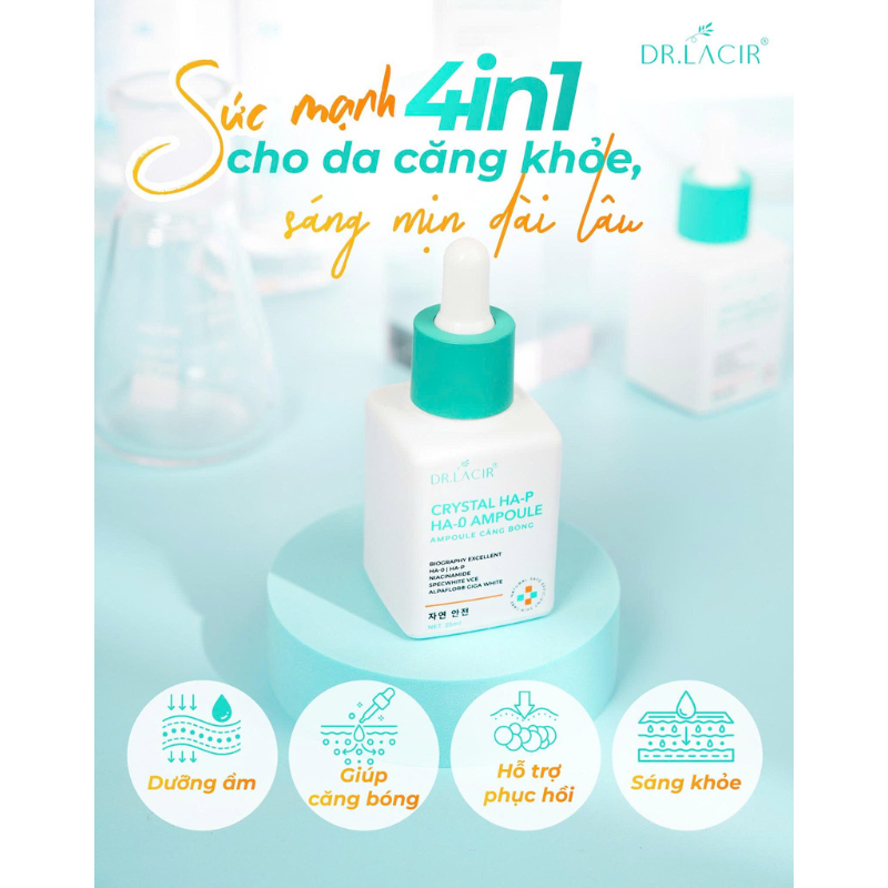 Tinh Chất Ngậm Nước Crystal HA-P Dr.LACIR - Da Căng Bóng Mượt Mà, Giữ Ẩm Lâu Dài