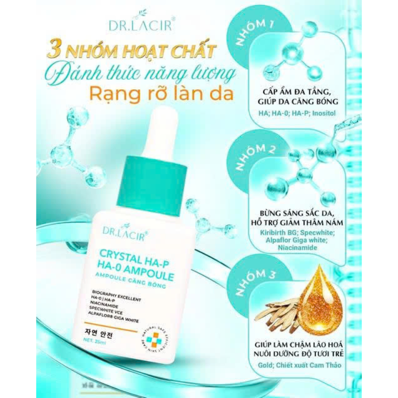 Serum Tinh Thể Vàng Crystal DR.LACIR Cấp Ẩm Da, Chống Lão Hóa, Se Khít Lỗ Chân Lông