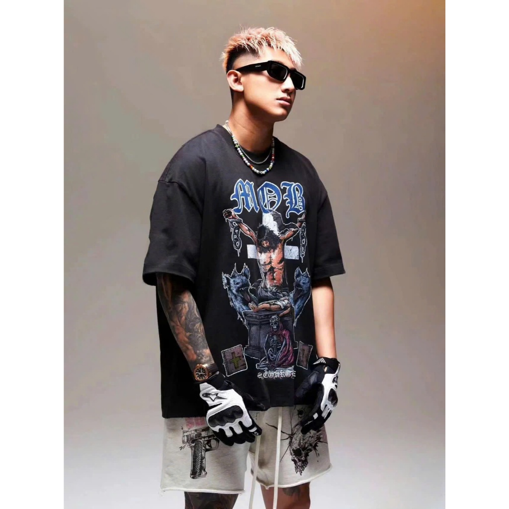 Áo thun Stee Cổ tròn MOB Localbrand ICVCVNI Unisex Cotton