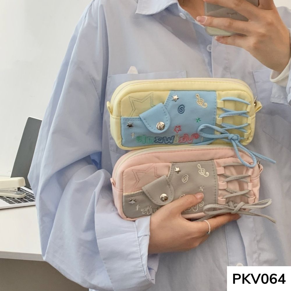 Bóp viết ,hộp đựng bút phối màu thắt nơ dễ thương cho học sinh các cấp vừa máy tính PKV064 gagastore