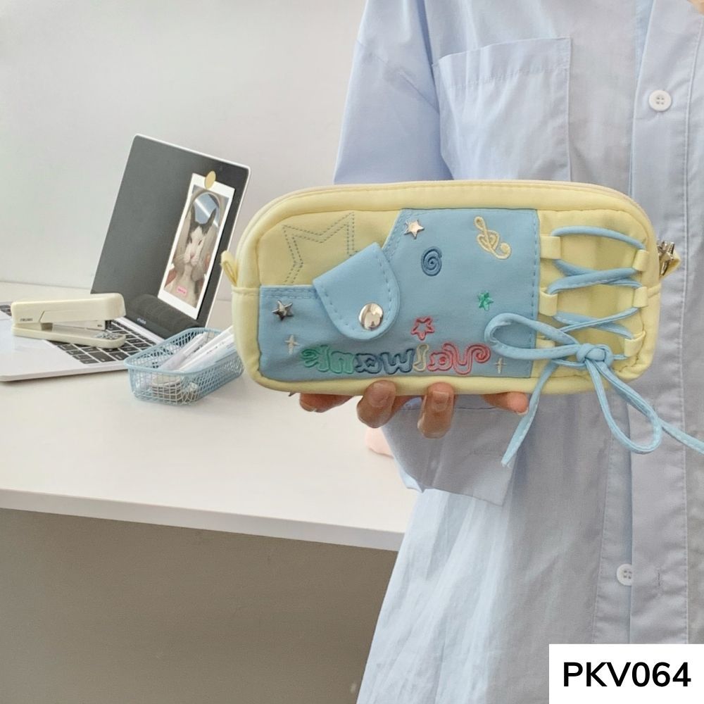 Bóp viết ,hộp đựng bút phối màu thắt nơ dễ thương cho học sinh các cấp vừa máy tính PKV064 gagastore