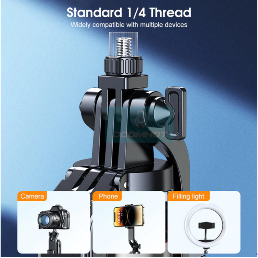 Gậy chụp ảnh 4 chân 1m8 kèm remote bluetooth selfie kim Tripod điện thoại có tay cầm xoay 360 quay phim, live chống rung