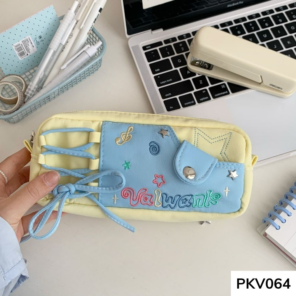 Bóp viết ,hộp đựng bút phối màu thắt nơ dễ thương cho học sinh các cấp vừa máy tính PKV064 gagastore