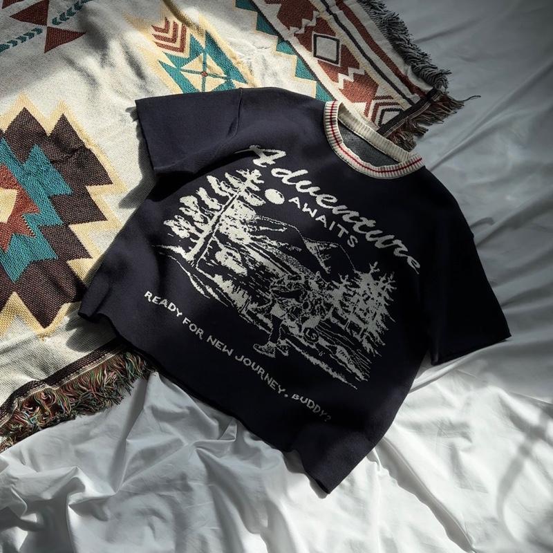 SLICK "ADVENTURE" KNIT LINEN COTTON T-SHIRT FORM BOXY BY THE SLICK WAY UNISEX