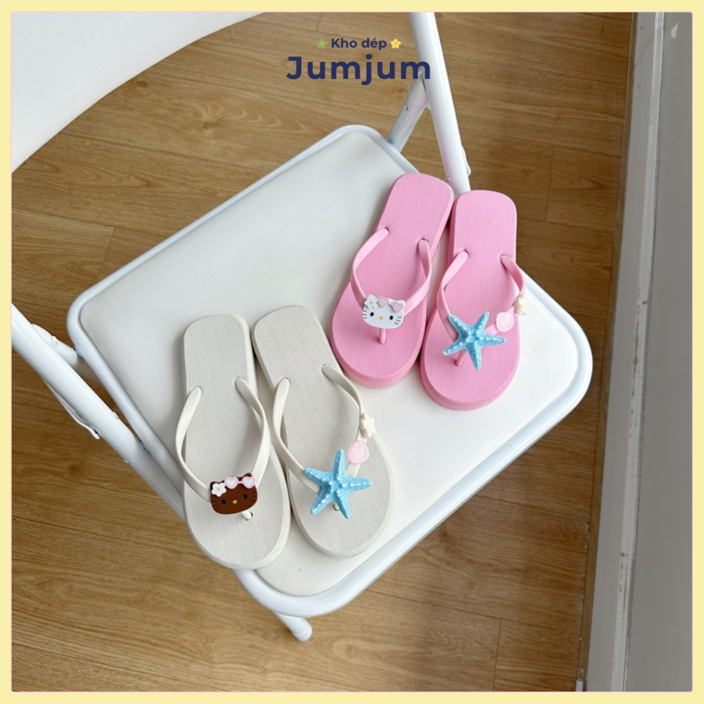 Dép xỏ ngón nữ sao biển kitty mùa hè đi biển cao su êm chân kháng nước chống trượt dày 1.5 (cm)