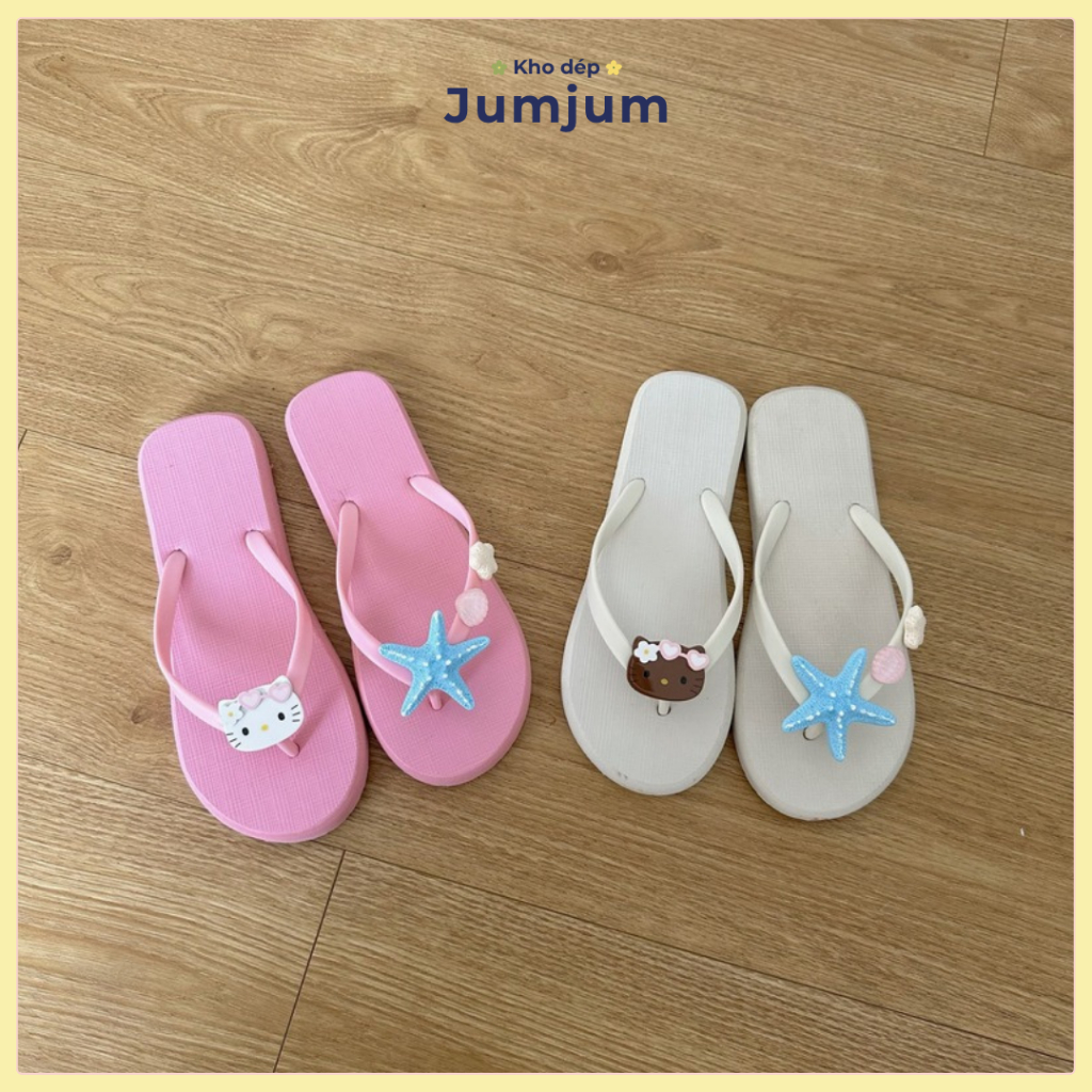 Dép xỏ ngón nữ sao biển kitty mùa hè đi biển cao su êm chân kháng nước chống trượt dày 1.5 (cm)