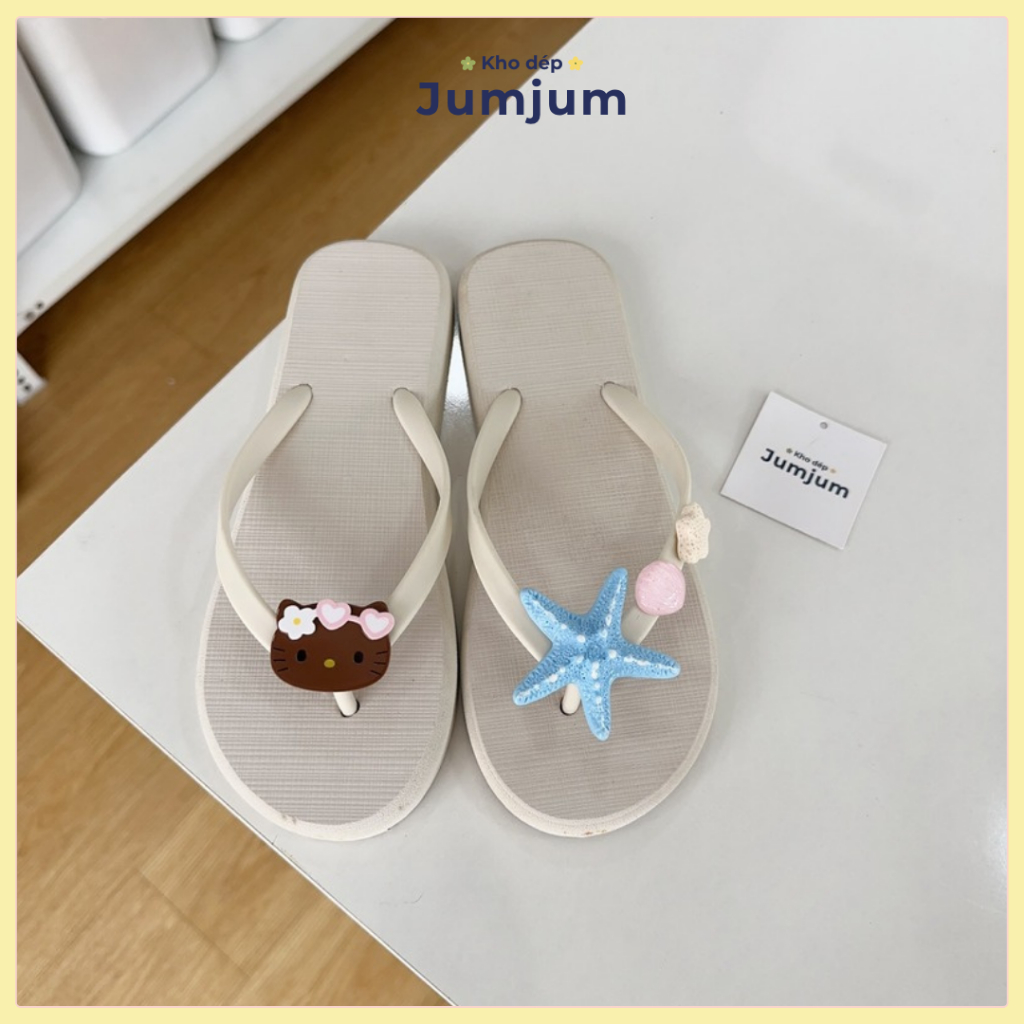 Dép xỏ ngón nữ sao biển kitty mùa hè đi biển cao su êm chân kháng nước chống trượt dày 1.5 (cm)