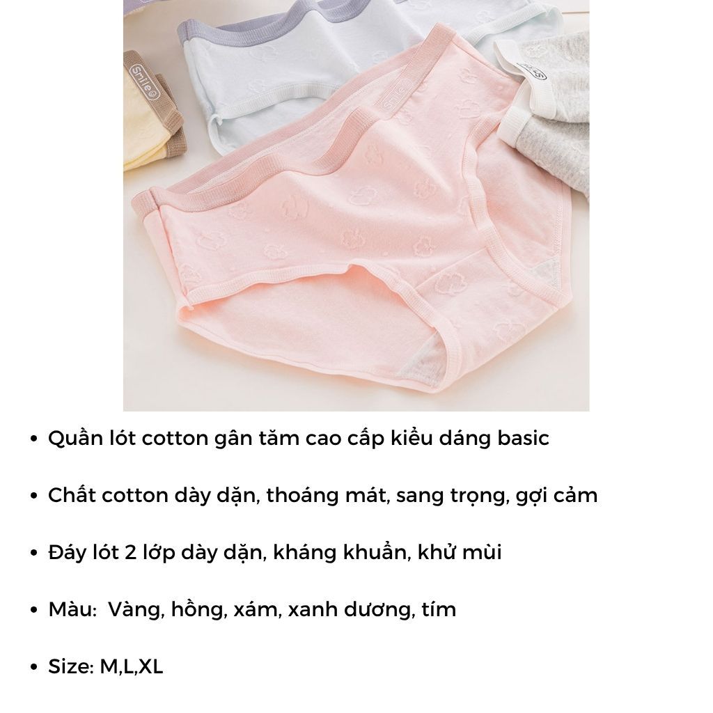 SET 3 Quần lót nữ cotton cao cấp cạp vừa tôn dáng - COMBO 5 Quần chip nữ co giãn êm ái LANIXA CBLY01
