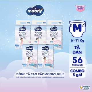 BỈM Tã  DÁN/QUẦN MOONY Xanh full SIZE NB86/S70/M56/L54/XL38/XXL26