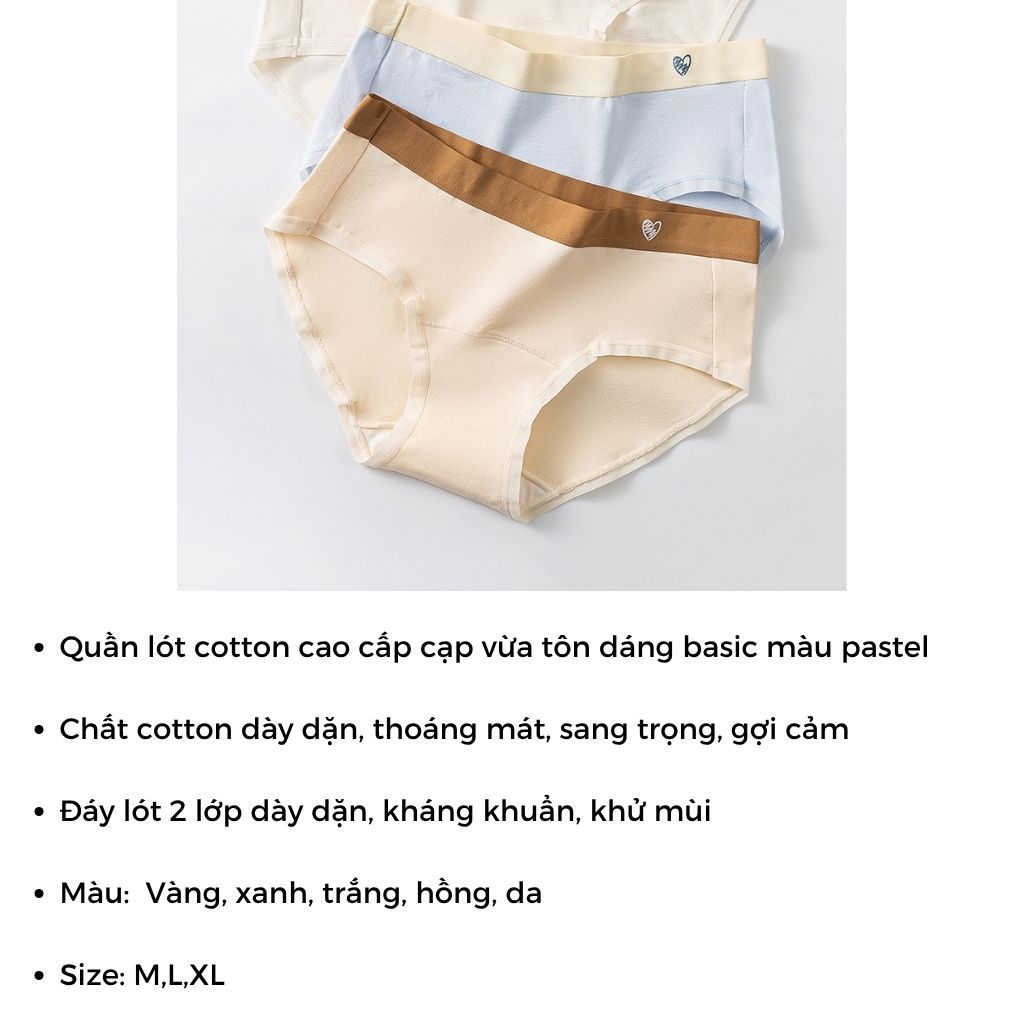 SET 5 Quần lót cotton nữ cao cấp co giãn thoải mái - CB3 Quần lót nữ cạp vừa tôn dáng LANIXA L183