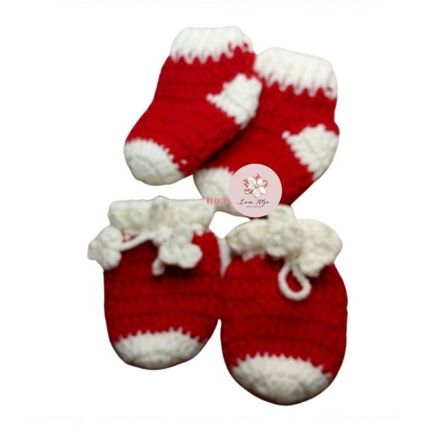 Bao Tay & Vớ Len Milk Cotton Giữ Ấm cho bé 0 - 3 tháng tuổi - Lamngahandmade