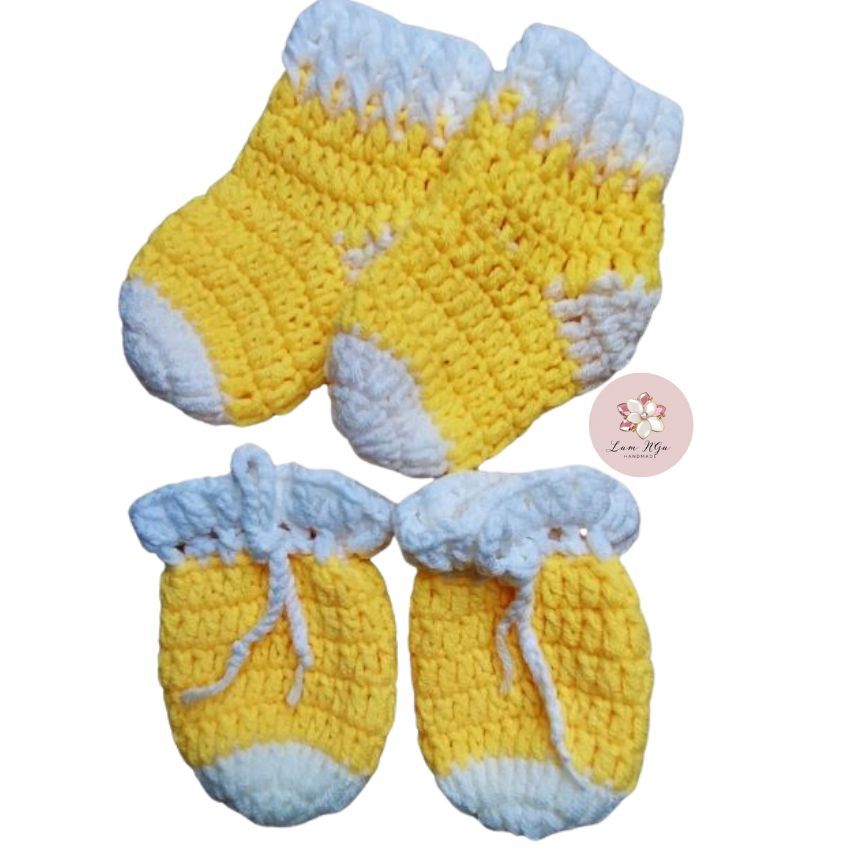 Bao Tay & Vớ Len Milk Cotton Giữ Ấm cho bé 0 - 3 tháng tuổi - Lamngahandmade