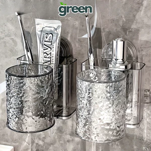 Kệ Để Bàn Chải Đánh Răng Hút Chân Không Kèm Cốc, Giá Để Đồ Nhà Tắm Có Lỗ Thoát Nước Tiện Lợi