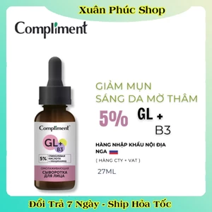 Serum Compliment Glycolic Acid 5% dưỡng sáng da, mờ thâm mụn 27ml của Nga