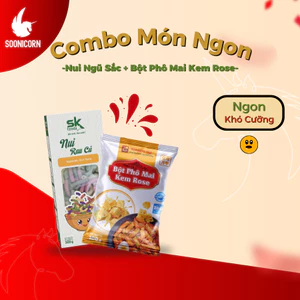 🍝 Combo Nui Ngũ Sắc 300g + Bột Phô Mai Kem Rose 100g | Làm Mì Ý Sốt Kem Phô Mai Tại Nhà – Soonicorn