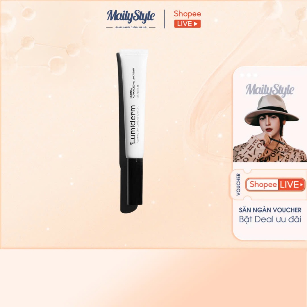 M27_Kem Retinal 1% Lumiderm giảm nếp nhăn, thâm nám giúp da đều màu trắng sáng hàng chính hãng (tuýp màu trắng)