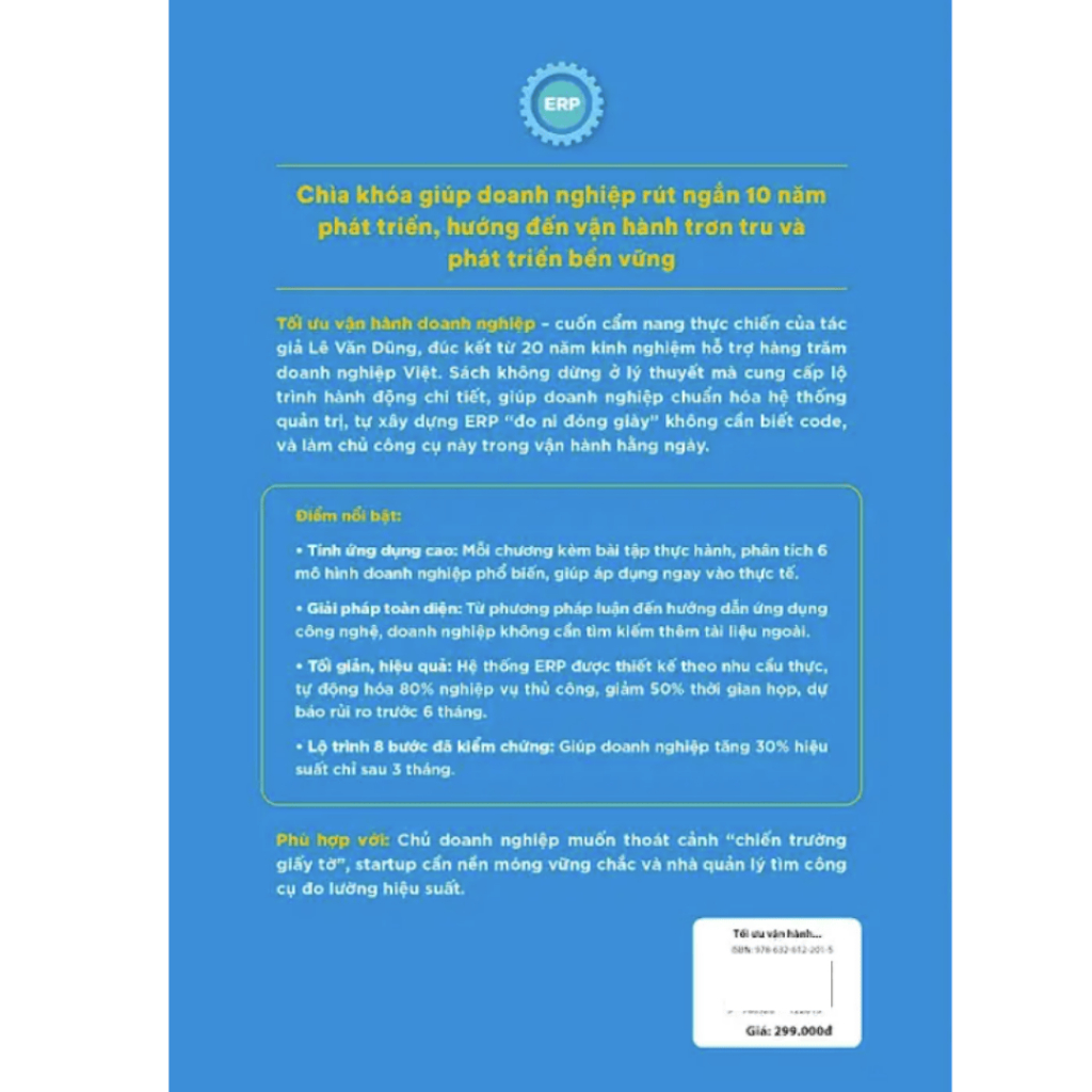 Sách - Tối ưu vận hành doanh nghiệp - Phương Pháp Luận Độc Quyền Giúp Chuyển Hóa Xây Dựng ERP Thông Minh (SDV)