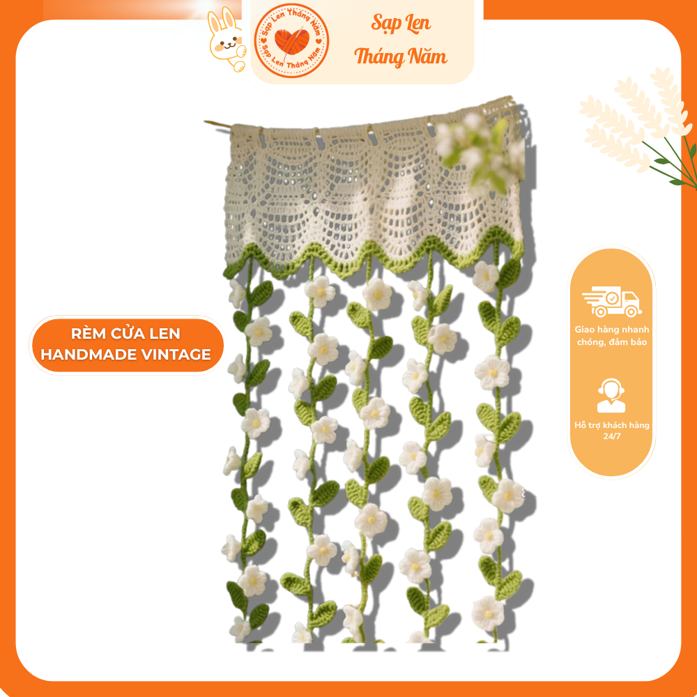 Rèm cửa hoa len handmade decor vintage – Trang trí không gian sống tinh ...