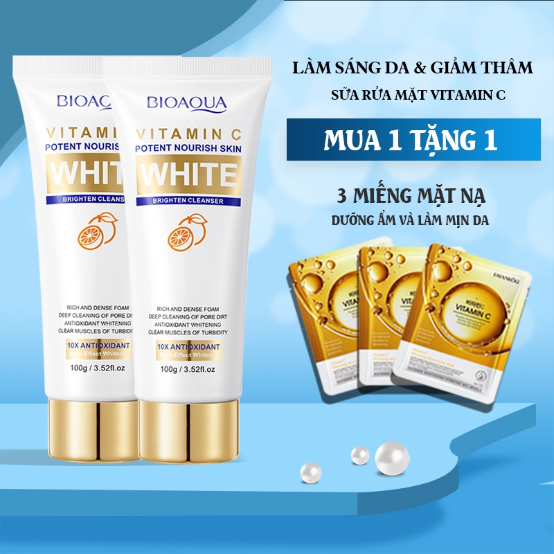 【Mua 1 Tặng 1】Sữa Rửa Mặt vitamin c Làm Trắng Da Kiềm Dầu Dưỡng Ẩm Loại Bỏ Bụi Bẩn ,Dịu Nhẹ Sản Phẩm Chính Hãng