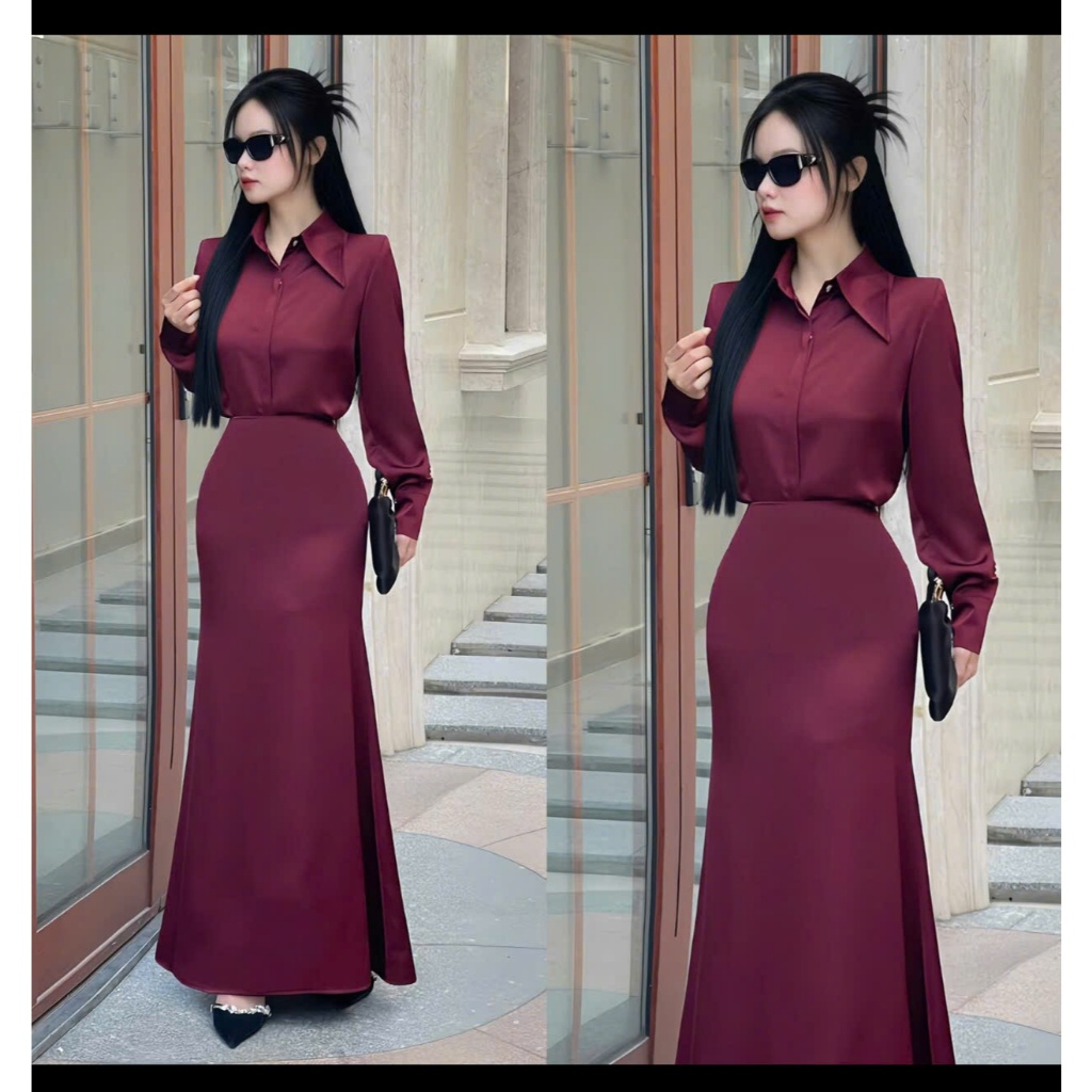 SÉT ĐẦM LỤA HÀN ĐUÔI CÁ CAO CẤP – THỜI THƯỢNG, THANH LỊCH, TÔN DÁNG (CÓ SIZE S–M–L)