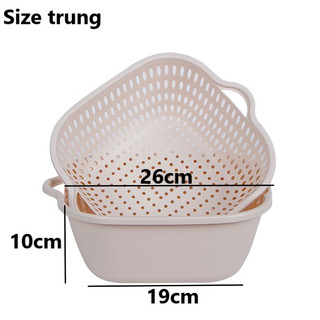 Bộ thau rổ 2 lớp vuông nhựa VIỆT NHẬT - Rửa rau củ quả, trộn thực phẩm - ms: 3288/ 3289/ 3290